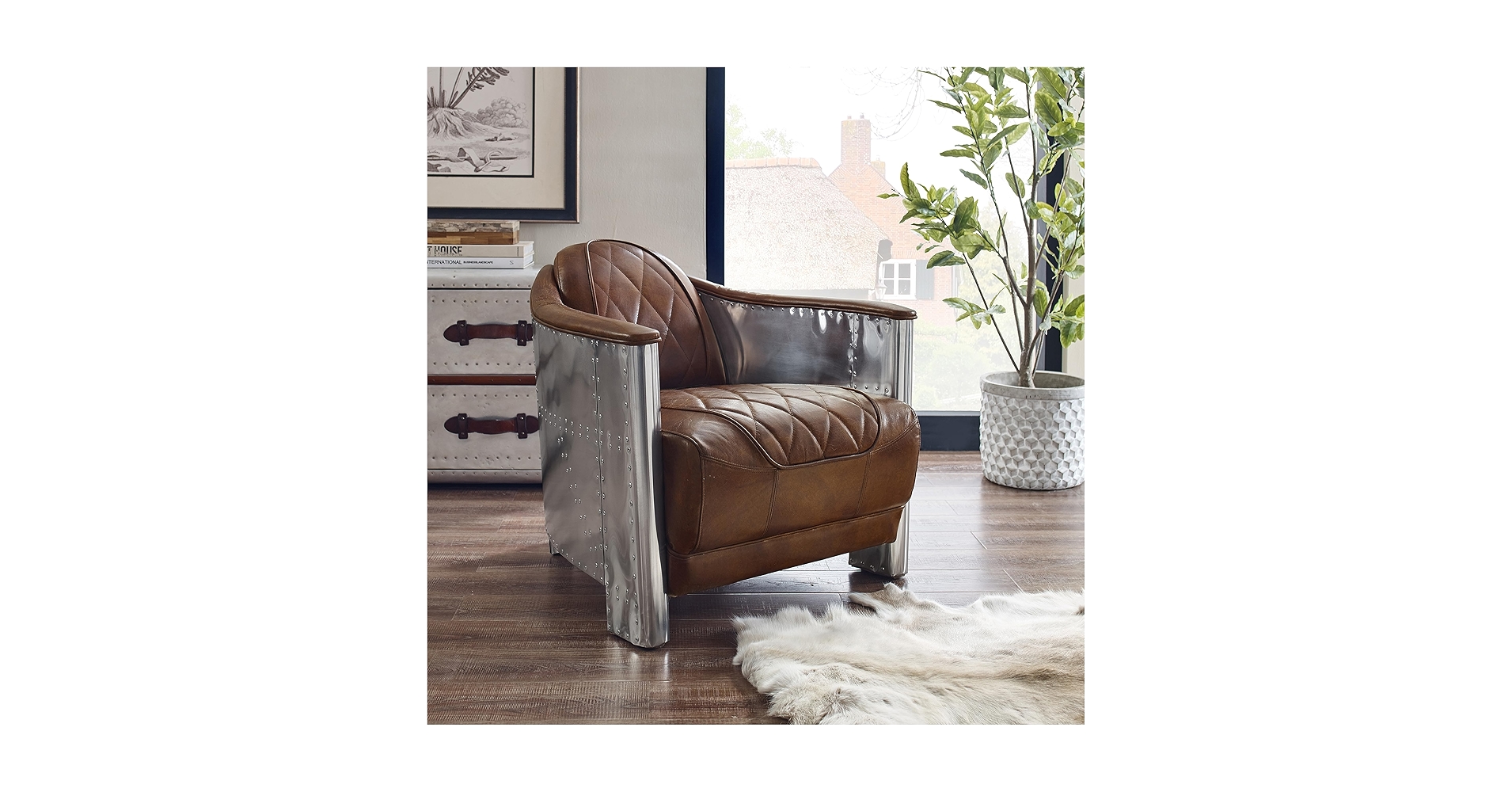 Amazon.com: Art Leon Genuine Leather Chair, Mid Century